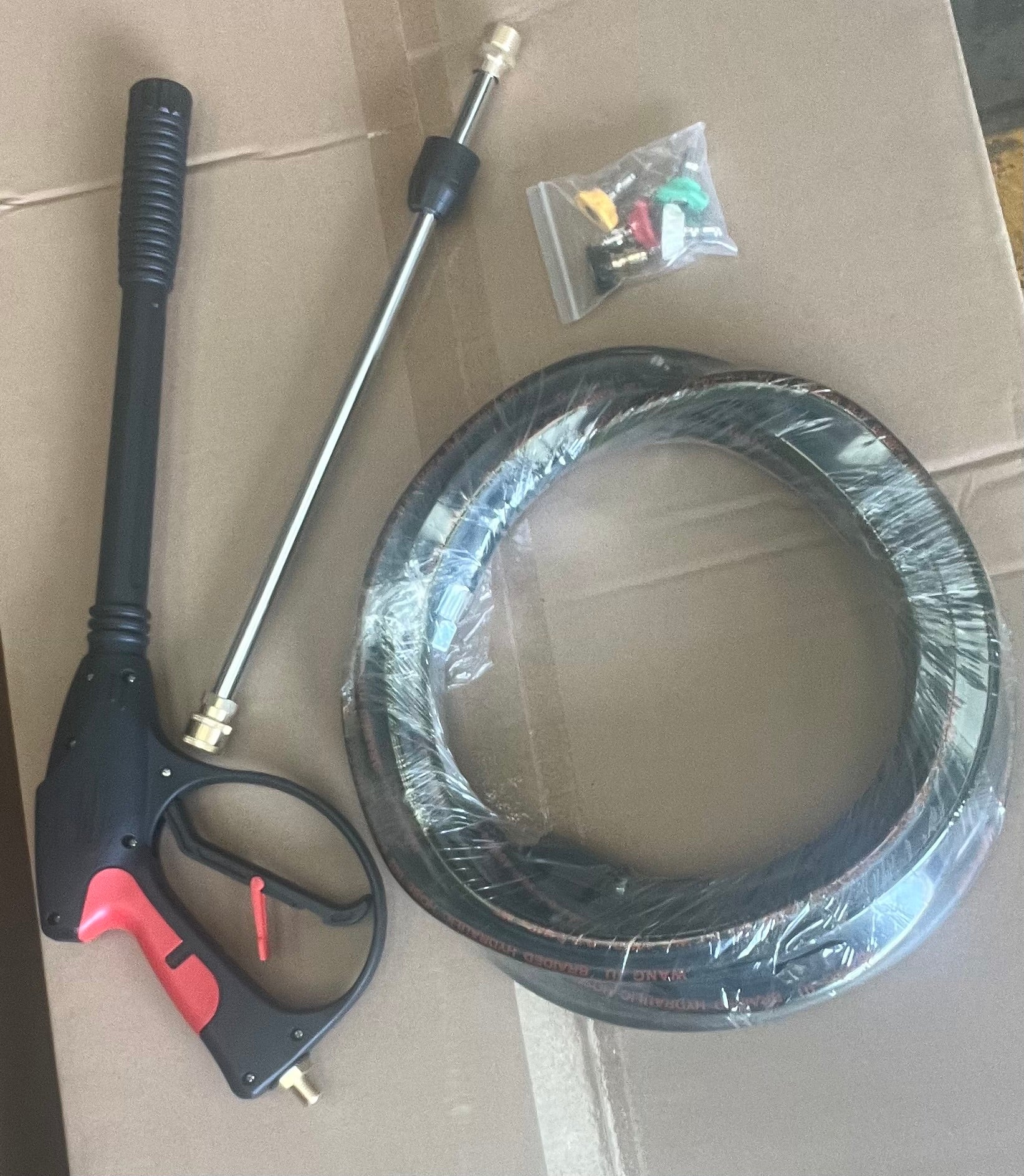 Pressure Washer Gun, Lance & 25m Hose complete with Nozzles